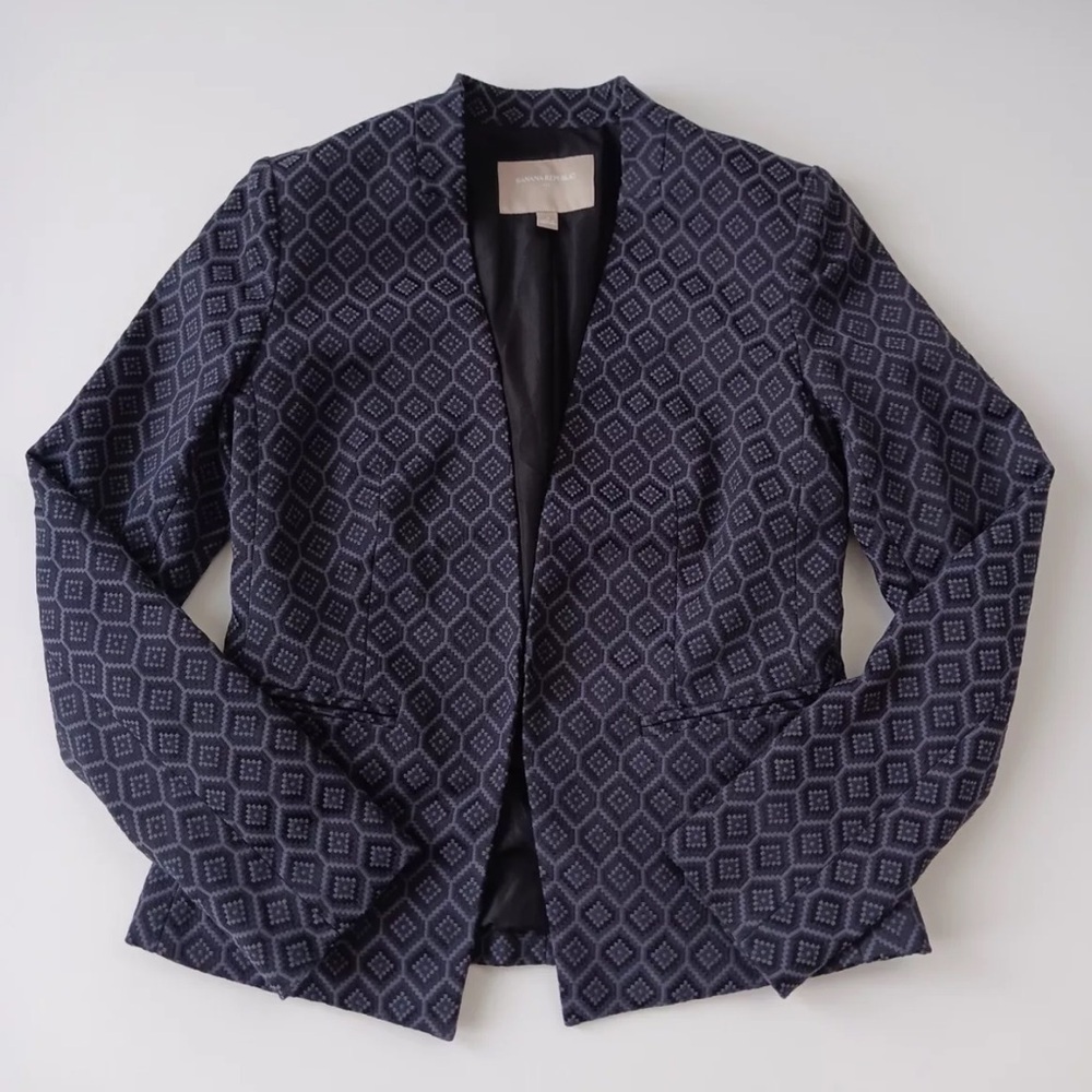 Banana Republic size 2P Geometric Patterned Black Jacket - Picture 2 of 9